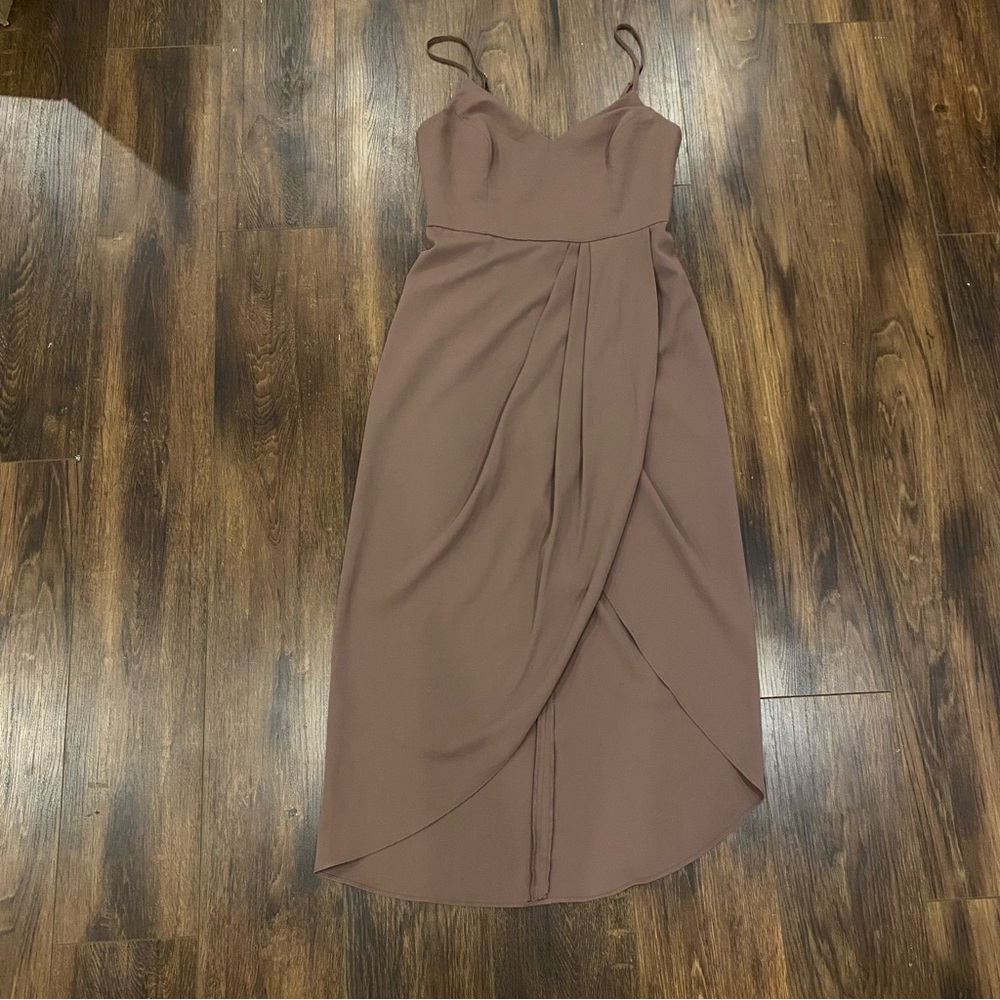 Lulus mauve midi wrap dress size small dusty rose sleeveless formal dress